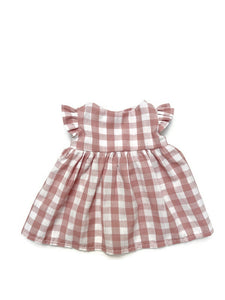 Dress-up Doll Outfit - Rose check dress