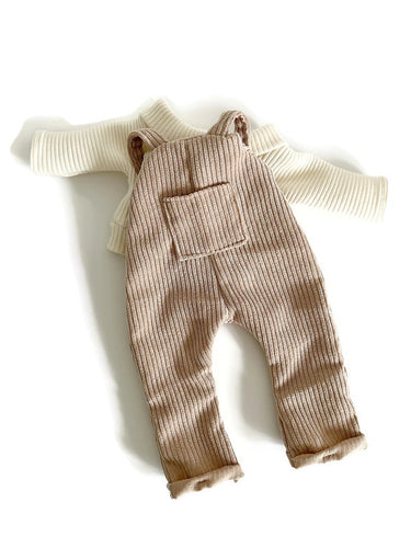 Dress-Up Doll Outfit - Corduroy dungarees & ribbed top