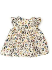 Dress-up Doll Outfit - Bunny print ruffle sleeve dress